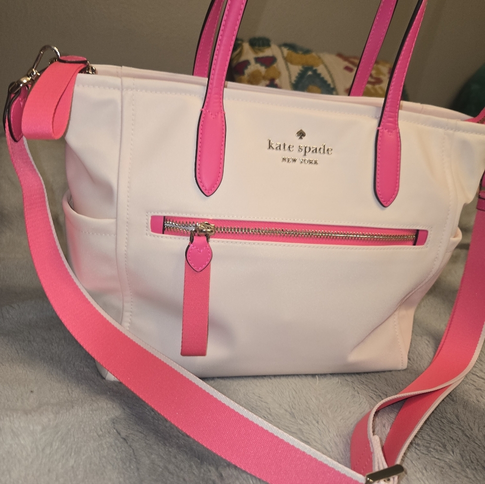 Kate Spade Light Pink And Neon Tote with Pink Accents - Picture 4 of 4